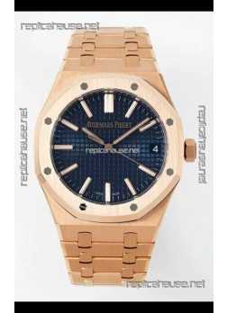 Audemars Piguet Royal Oak 15510OR 41MM Rose Gold Blue Dial Super Clone Replica Watch