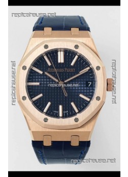 Audemars Piguet Royal Oak 15510OR 41MM Rose Gold Blue Dial Super Clone Replica Watch