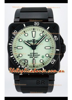 Bell & Ross BR03-92 Divers Edition PVD Coated 1:1 Mirror Replica Green Dial