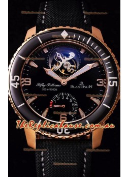 Blancpain Fifty Fathoms Tourbillon 8 Jours 1:1 Mirror Swiss Replica Watch in Rose Gold Casing