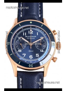 Blancpain Air Command Blue Dial Rose Gold 1:1 Mirror Swiss Replica Watch 