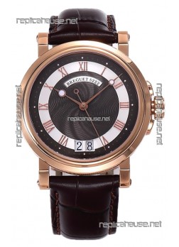 Breguet Replicas Marine Automatic Big Date 5817 Rose Gold Watch in Brown Dial 