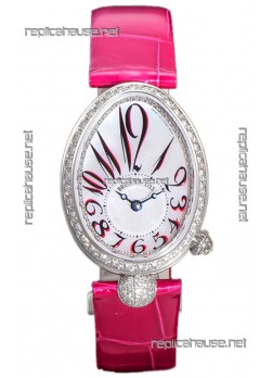 Breguet Replicas Reine De Naples Ladies Stainless Steel Pink Leather Swiss 1:1 Edition Replica Watch