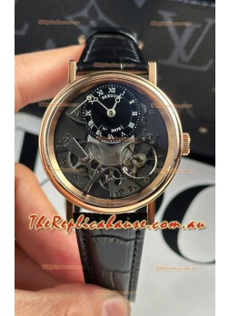 Breguet Tradition 7057BR/R9/9W6 Rose Gold Casing Single Tourbillon Swiss Replica Black Strap Watch