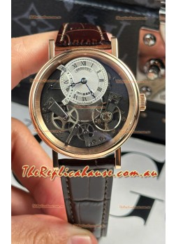 Breguet Tradition 7057BR/R9/9W6 Rose Gold Casing Single Tourbillon Swiss Replica Brown Strap Watch