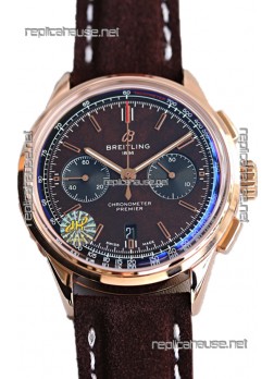 Breitling Replicas Premier B01 Chronograph 42 Edition Rose Gold Casing Centenary Brown Dial - 1:1 Mirror Replica Watch