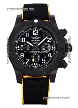 Breitling Replicas Avenger Hurricane Chronograph Black Dial Yellow Rimmed Nylon - DLC Coating Swiss Replica Watch
