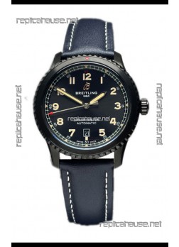 Breitling Replicas Navitimer Aviator 8 Automatic 41 Black Dial Blue Strap 1:1 Mirror Swiss Replica Watch 