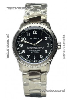 Breitling Replicas Navitimer Aviator 8 Automatic 41 Black Dial Steel Strap 1:1 Mirror Swiss Replica Watch 