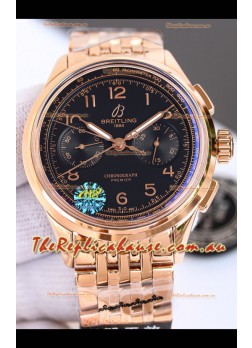 Breitling Premier B01 Chronograph 42 Edition Rose Gold Casing Centenary Brown Dial - 1:1 Mirror Replica Watch