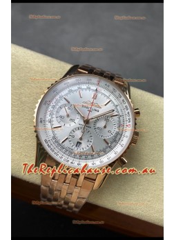 Breitling Navitimer B01 Chronograph 43 White Dial - Rose Gold Plated Casing 1:1 Mirror Swiss Replica