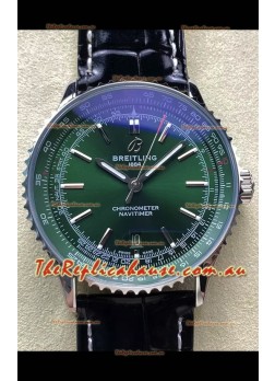 Breitling Navitimer 1 Automatic Swiss Replica Watch in Green Dial - Leather Strap