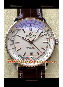 Breitling Navitimer 1 Automatic Swiss Replica Watch in White Dial Rose Gold Bezel