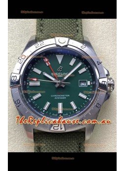 Breitling Avenger GMT Automatic 44 Swiss 1:1 Super Clone Replica Watch - Green Dial 