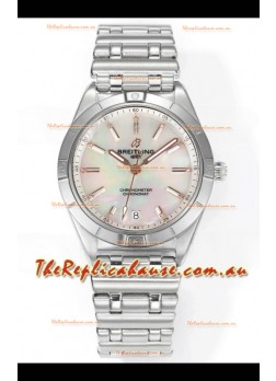 Breitling Chronomat 36MM Stainless Steel Casing 1:1 Mirror Replica Watch Pearl Dial