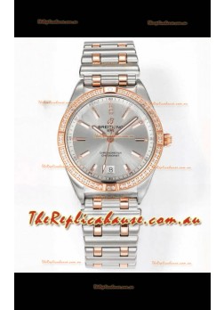 Breitling Chronomat 36MM 2 Tone Rose Gold Casing 1:1 Mirror Replica Watch Steel Dial