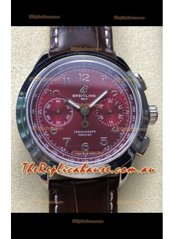 Breitling Premier B01 Chronograph 42 Edition Steel Casing Maroon Dial - 1:1 Mirror Replica Watch