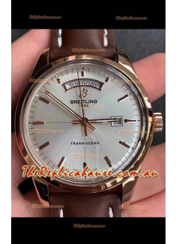 Breitling Transocean Day & Date Swiss Replica Watch in White Dial 1:1 Mirror Edition