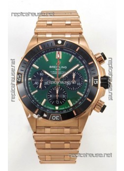Breitling Chronomat Super Clone B01 42 Edition Swiss Rose Gold Casing Green Dial 