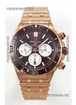 Breitling Chronomat Super Clone B01 42 Edition Swiss Rose Gold Casing Brown Dial 