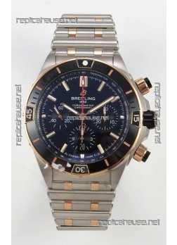 Breitling Chronomat Super Clone B01 42 Edition Swiss Two Tone Black Dial Watch 