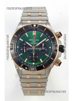 Breitling Chronomat Super Clone B01 42 Edition Swiss Two Tone Green Dial Watch 