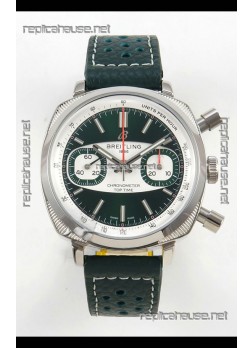 Breitling Top Time Super Clone Chronograph Black Leather Strap Watch 