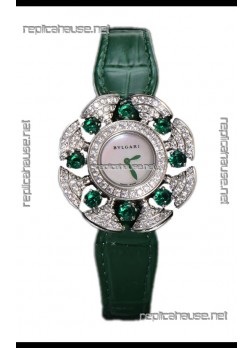 Bvlgari Divas's Dream Edition Watch in Steel Casing - Diamonds Paved Bezel Swiss Replica