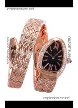Bvlgari Serpenti Edition Rose Gold Casing Black Dial Watch in 1:1 Mirror Quality