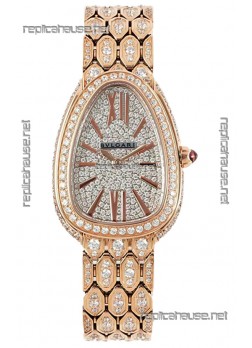 Bvlgari Serpenti Seduttori Edition Watch in Diamonds Paved Yellow Gold Casing - 1:1 Mirror Replica