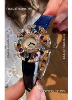 Bvlgari Divas's Dream Edition Watch in Rose Gold Casing - Diamonds Paved Bezel Swiss Replica
