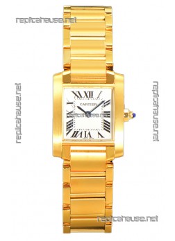 Cartier Tank Francaise Yellow Gold Swiss Quartz Replica Watch 25.70MM