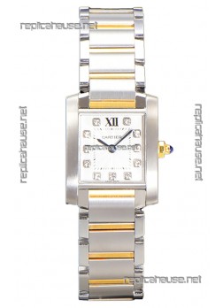 Cartier Tank Francaise Yellow Gold Two Tone Swiss Quartz Replica Watch 25.70MM