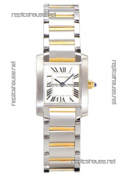 Cartier Tank Francaise Yellow Gold Two Tone Swiss Quartz Replica Watch 25.70MM