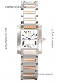Cartier Tank Francaise Rose Gold Two Tone Swiss Quartz Replica Watch 25.70MM