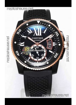Calibre De Cartier Watch 42MM Blue Dial PVD Coated Case - 1:1 Mirror Replica Watch