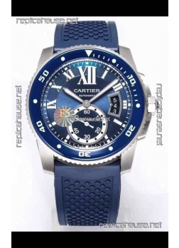 Calibre De Cartier Watch 42MM Blue Dial Steel Case - 1:1 Mirror Replica Watch
