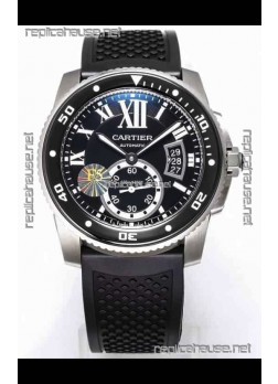 Calibre De Cartier Watch 42MM Black Dial Steel Case - 1:1 Mirror Replica Watch
