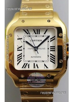 Santos De Cartier 1:1 Mirror Replica - 36MM Yellow Gold Swiss Movement Watch 