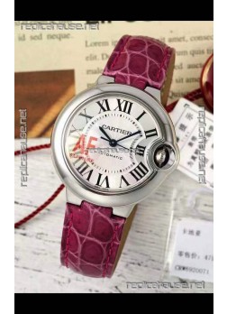 Ballon De Cartier Swiss Automatic 1:1 Mirror Quality Pink Strap 33MM in Steel Casing