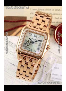 PANTHERE de Cartier Edition 27mm Pearl Dial 1:1 Mirror Swiss Watch Rose Gold Casing