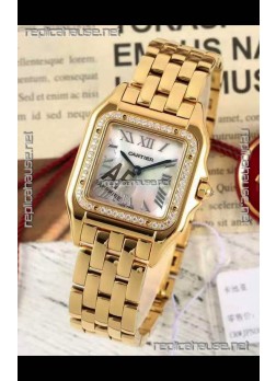PANTHERE de Cartier Edition 27mm Pearl Dial 1:1 Mirror Swiss Watch Yellow Gold Casing