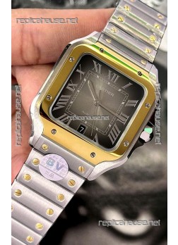 Cartier Santos De Cartier 904L Steel Brown Dial Two Tone 1:1 Mirror Replica - 40MM Stainless Steel Watch