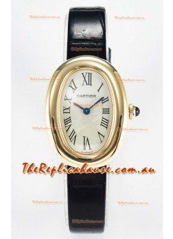 Cartier Baignoire Yellow Gold 1:1 Super Clone Swiss Replica Watch Black Strap