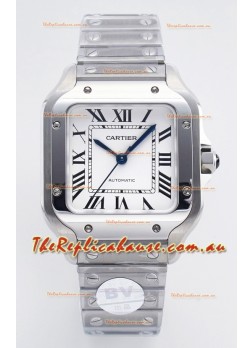 Cartier Santos De Cartier 904L Steel White Dial Super Clone Replica 35MM Watch 
