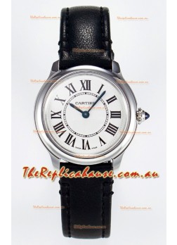 Ronde De Cartier Super Clone 29MM Swiss Replica Watch in Silver-Plated White Dial