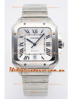 Cartier Santos De Cartier 904L Steel White Dial Super Clone Replica 40MM Watch 