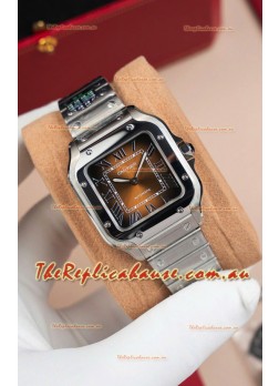 Cartier Santos De Cartier 904L Steel Brown Dial 1:1 Mirror Replica - 35MM Stainless Steel Watch