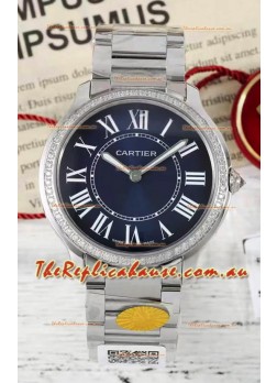 Cartier Ronde Must 36MM Swiss Quartz Blue Dial 1:1 Mirror Swiss Replica Watch  