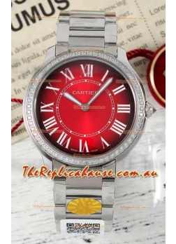 Cartier Ronde Must 36MM Swiss Quartz Red Dial 1:1 Mirror Swiss Replica Watch  